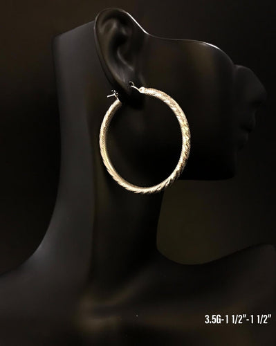 Textured hoop earrings 10K solid gold