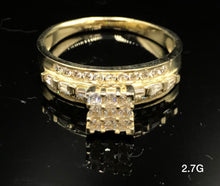 Load image into Gallery viewer, Princess cut CZ ring 10K Solid Gold