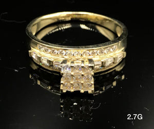 Princess cut CZ ring 10K Solid Gold