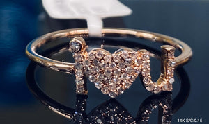 "I ♡ U" .15 Ct Diamond Ring 14K Solid Gold