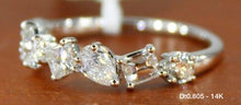 Load image into Gallery viewer, 0.805Ctw Diamond Circle, Baguette, Pear, and Oval Vintage-Style Eternity Anniversary Band in 14K White Gold