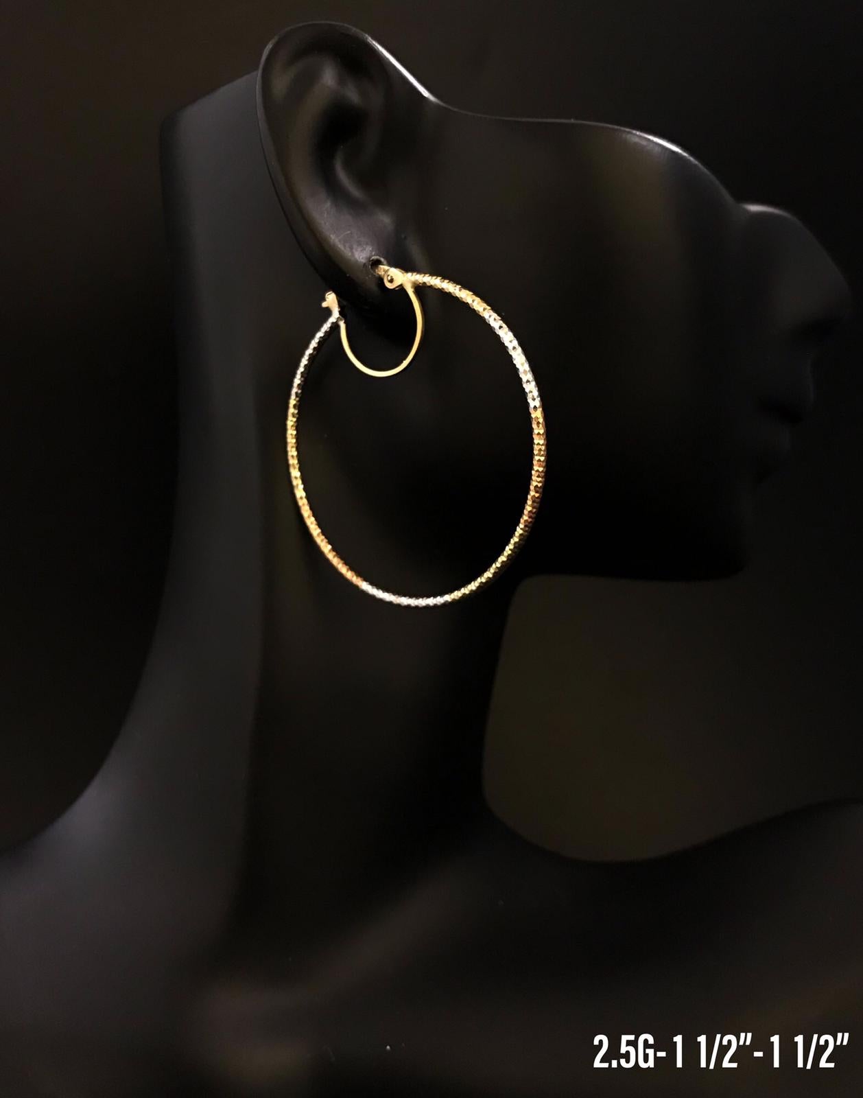 Textured hoop earrings 10K solid gold