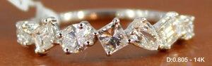 0.805Ctw Diamond Circle, Baguette, Pear, and Oval Vintage-Style Eternity Anniversary Band in 14K White Gold