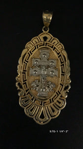 Gold Crucifix Oval Frame Pendant 10K solid gold
