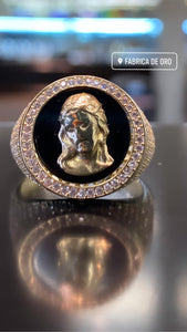 Gold Jesus Ring with CZS