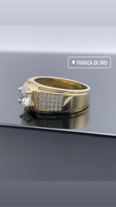 Yellow gold silver stone ring