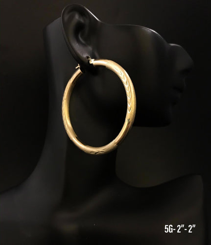 Large textured hoop earrings 10K solid gold