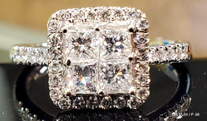 1.02 Ct Princess Cut Diamond Ring 14K Solid Gold