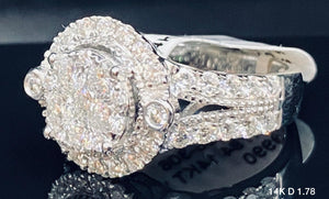 1.78 Ct Diamond Ring 14K solid white gold