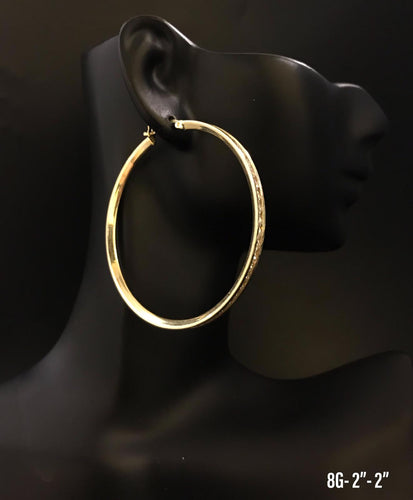 Large textured hoop earrings 10K solid gold