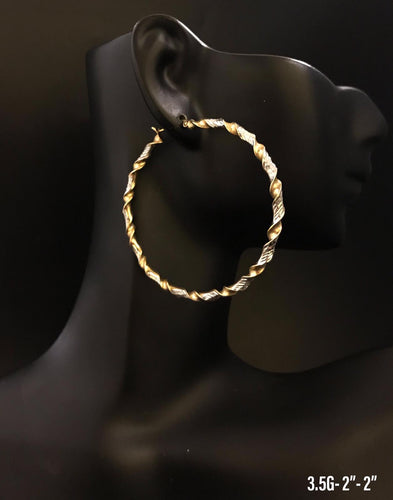 Large textured hoop earrings 10K solid gold