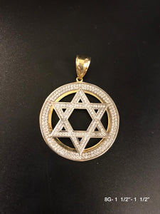 Star of David With Stones Pendant 10K solid gold