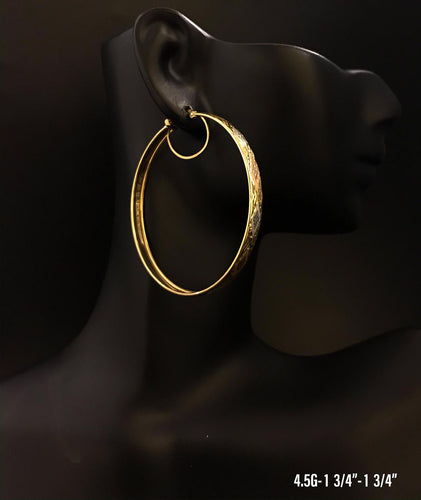 Large textured hoop earrings 10K solid gold
