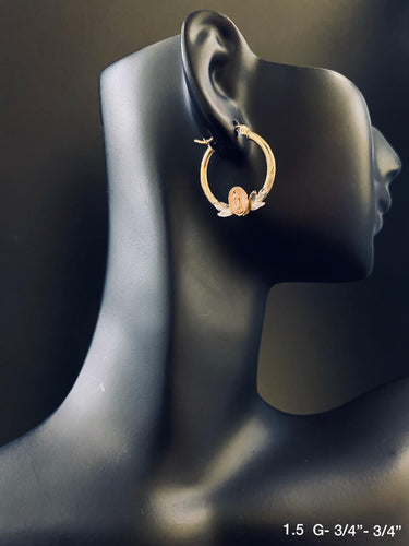 Hoop with Virgin Mary earrings 10K solid gold