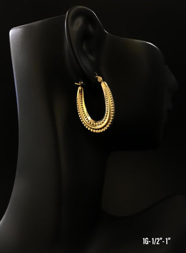 Textured hoop earrings 10K solid gold