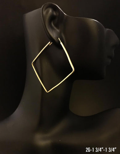 Square Hoop earrings 10K solid gold