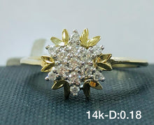 Load image into Gallery viewer, .18CT Fancy Cluster Flower Star Diamond Ring In 14K Yellow Gold