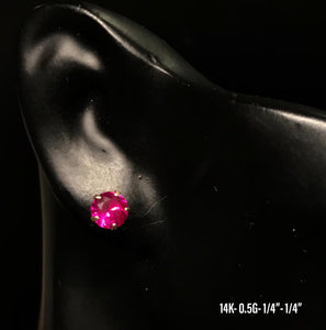 Pink CZ stud earrings 14K solid gold