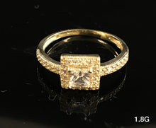 Load image into Gallery viewer, Squared frame ring with cz stones 10k solid gold