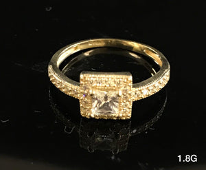 Squared frame ring with cz stones 10k solid gold