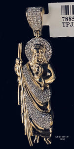 Saint Jude .50 Ct Diamond pendant 10k Solid Gold