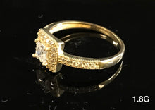 Load image into Gallery viewer, Squared frame ring with cz stones 10k solid gold