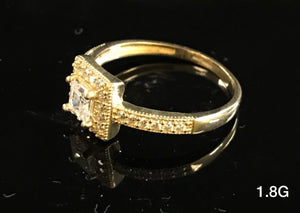Squared frame ring with cz stones 10k solid gold
