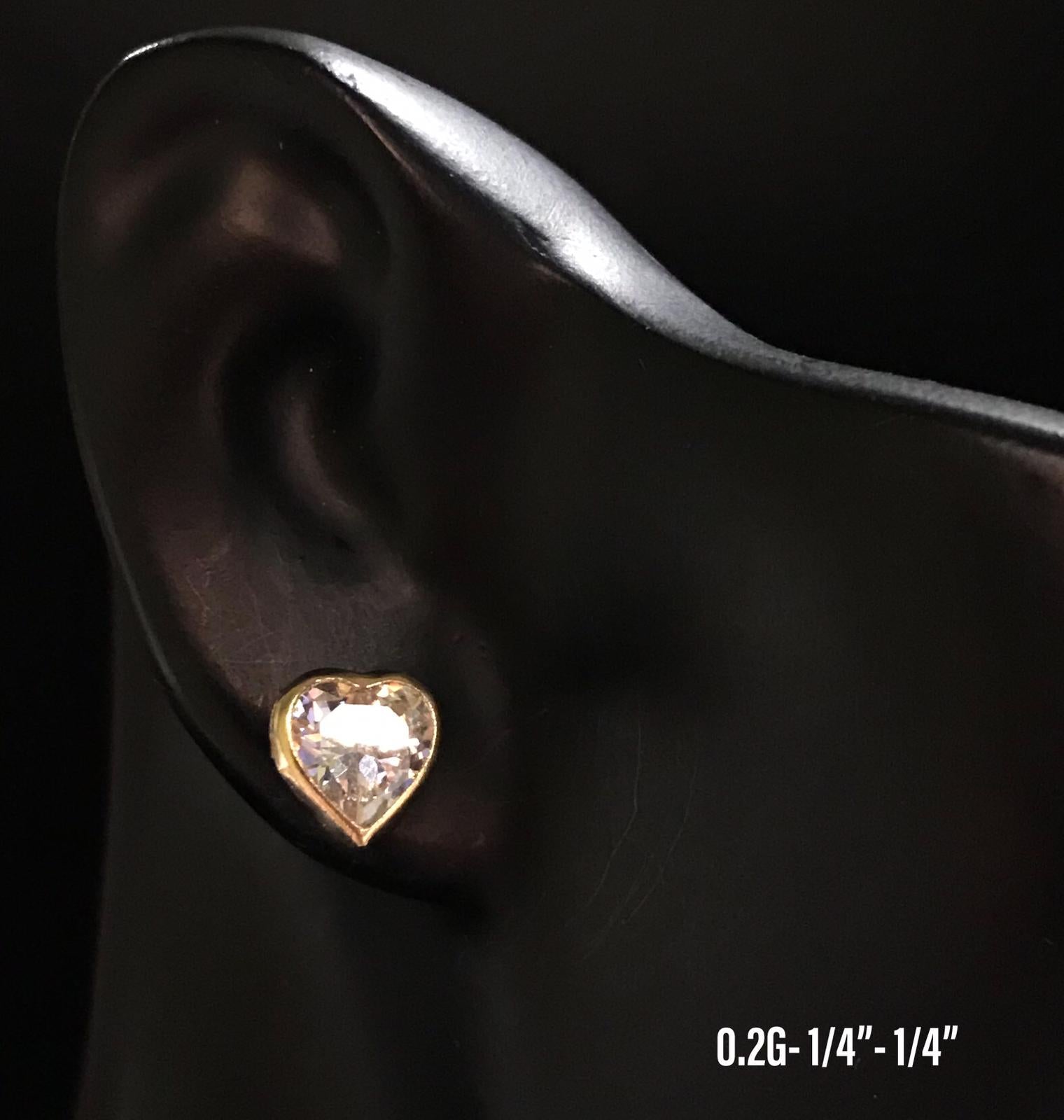 Heart CZ stud earrings 10K solid gold