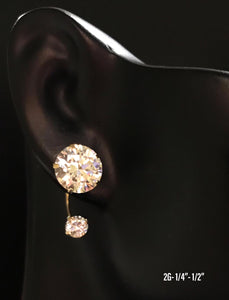Double CZ stud earrings 10K solid gold