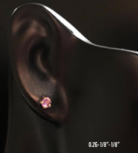 Pink CZ stud earrings 10K solid gold
