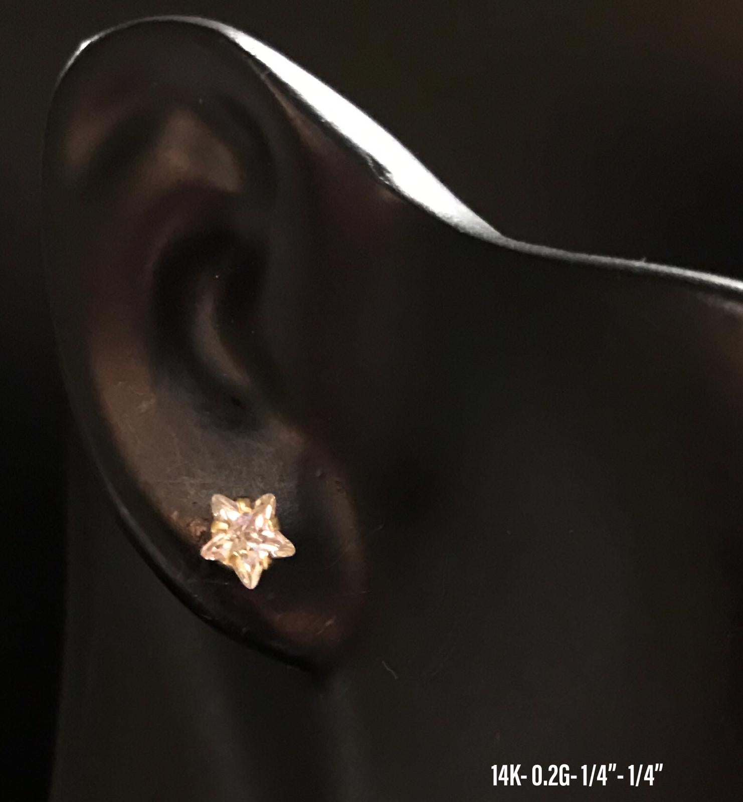 Star CZ stud earrings 14K solid gold