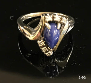 Blue stone ring 10k solid gold