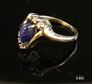 Blue stone ring 10k solid gold