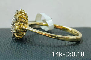 .18CT Fancy Cluster Flower Star Diamond Ring In 14K Yellow Gold