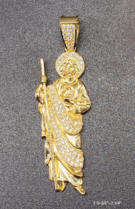San Judas with stones pendant 10k solid gold