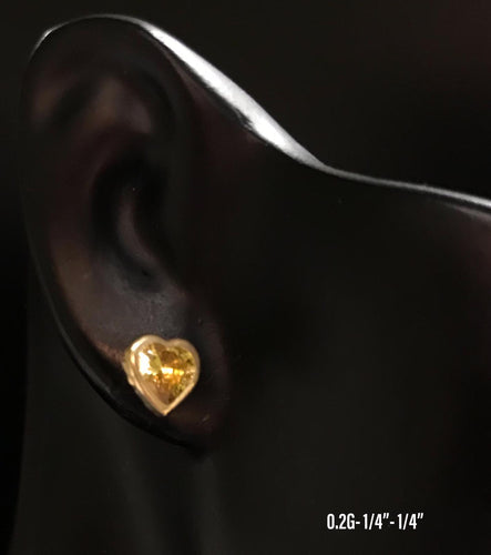 Yellow Heart CZ stud earrings 10K solid gold