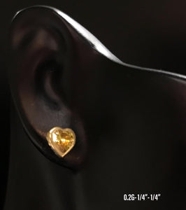 Yellow Heart CZ stud earrings 10K solid gold