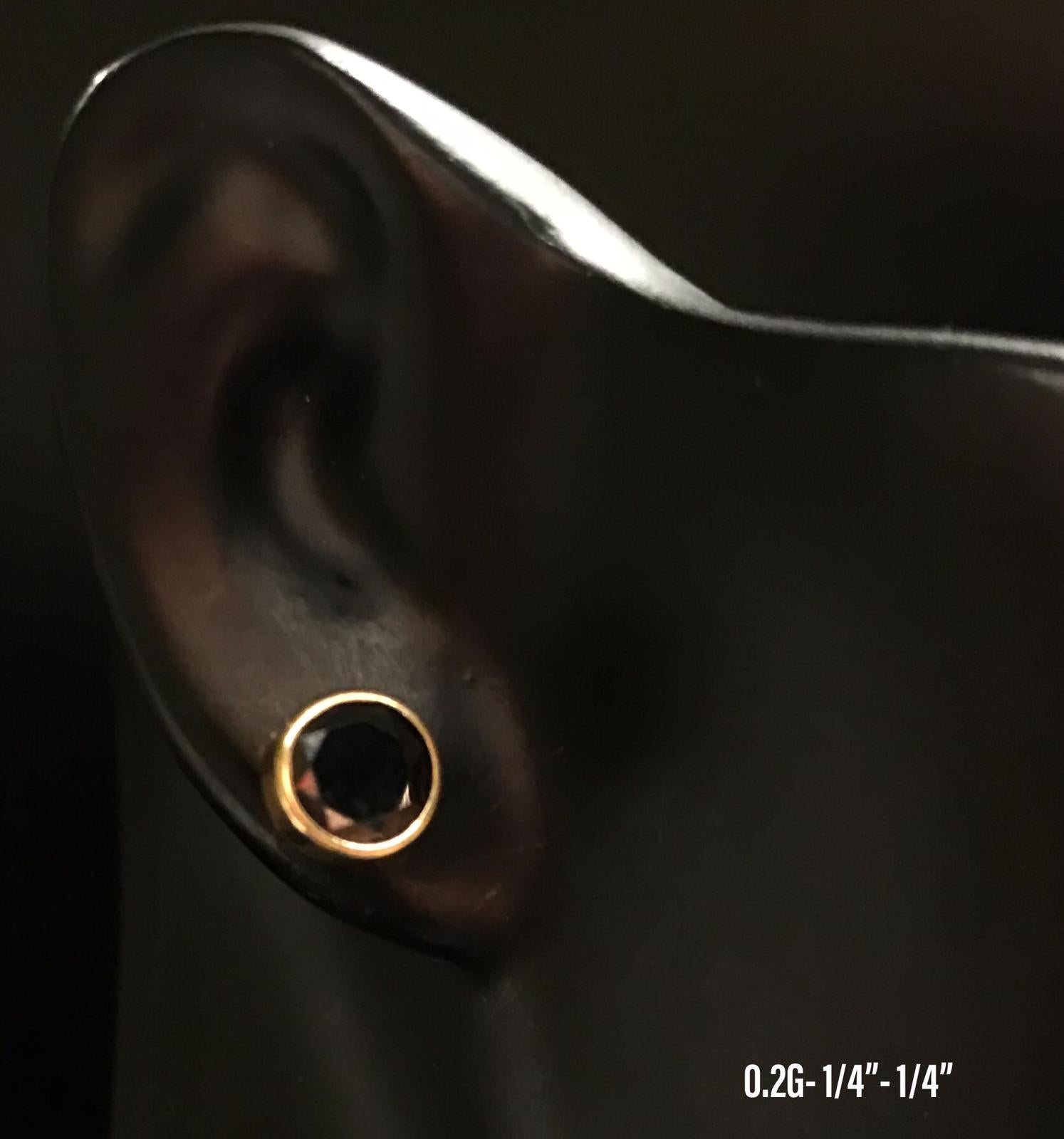 Black CZ stud earrings 10K solid gold