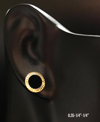 Black stud earrings 10K solid gold