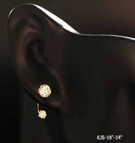 Double CZ stud earrings 10K solid gold