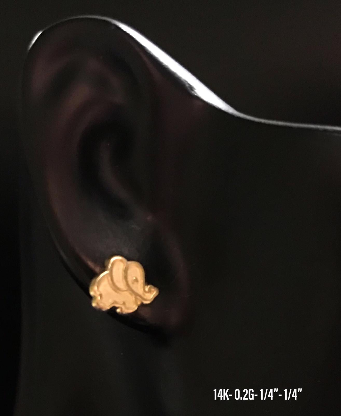 Elephant Stud Earrings 14K solid gold