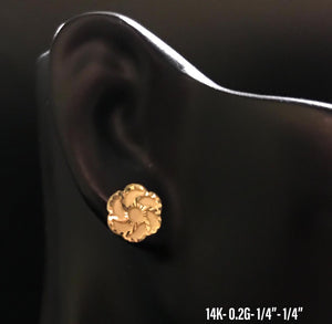 Flower Stud Earrings 14K solid gold