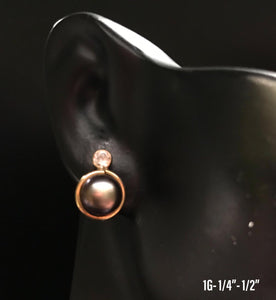 Black stud earrings 10K solid gold