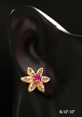 Flower stud earrings 10K solid gold
