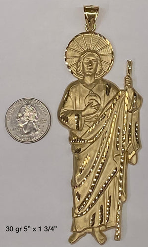 Large 10k Gold Saint Jude Pendant