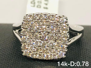 .78CT Diamond Cushion Cluster Frame Ring in 14K White Gold