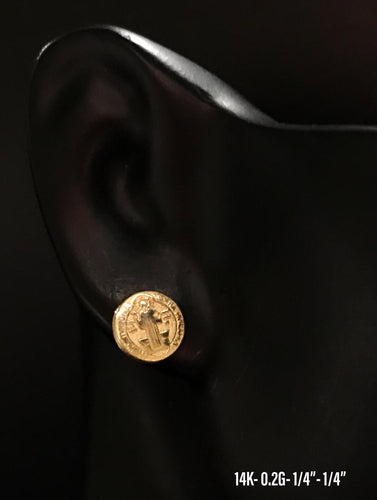 Saint Benedict stud earrings 14K solid gold