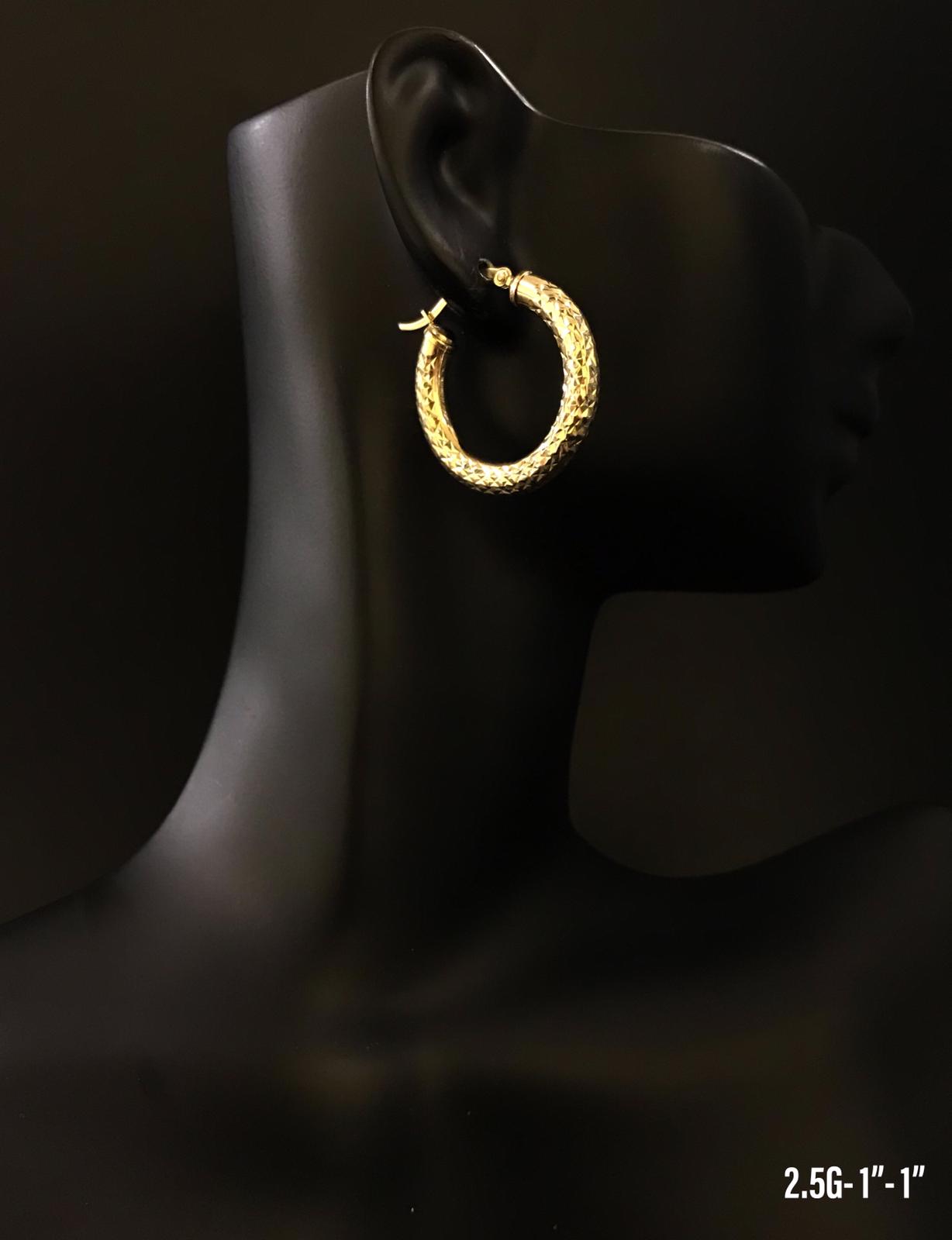 Textured hoop earrings 10K solid gold