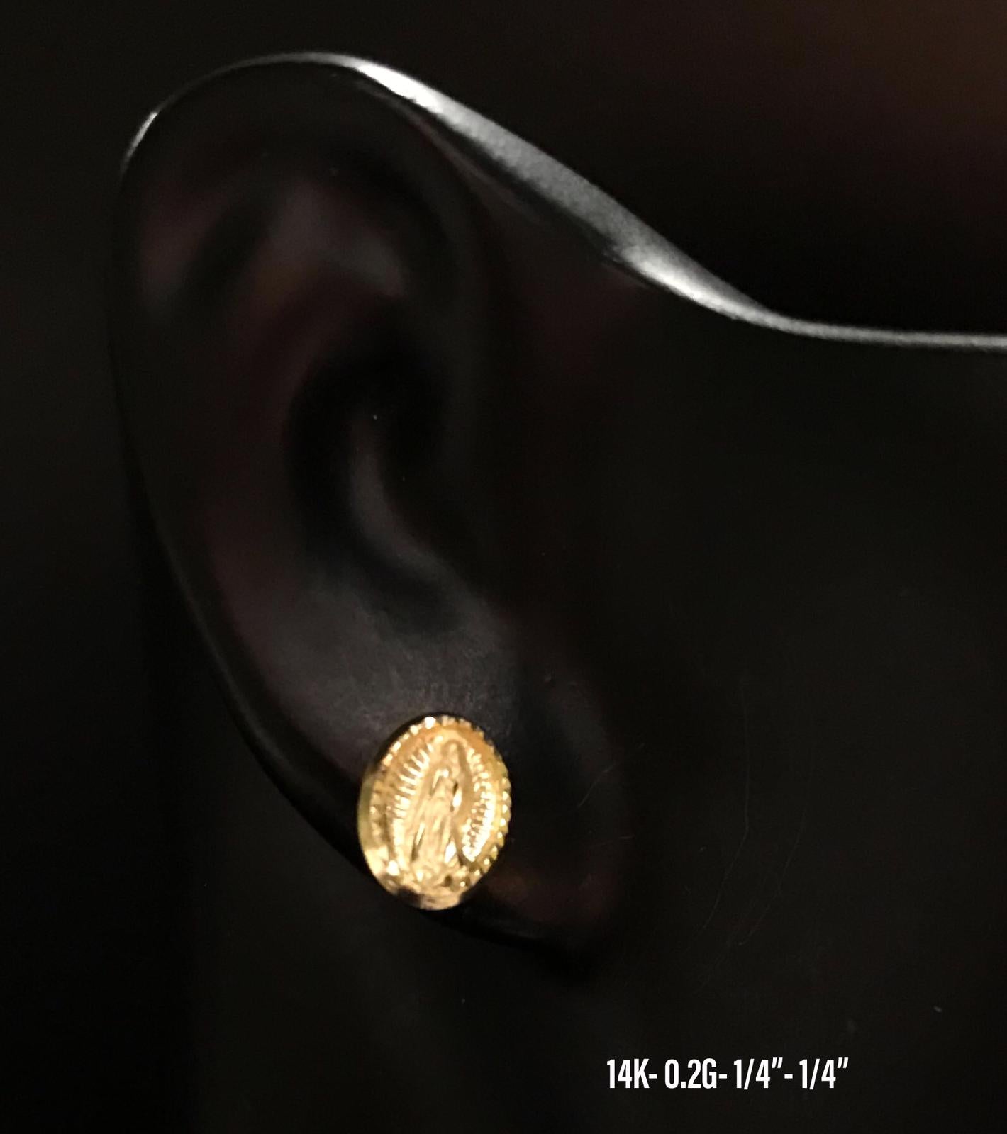 Virgin Mary stud earrings 14K solid gold