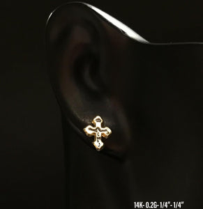 Crucifix stud earrings 14K solid gold